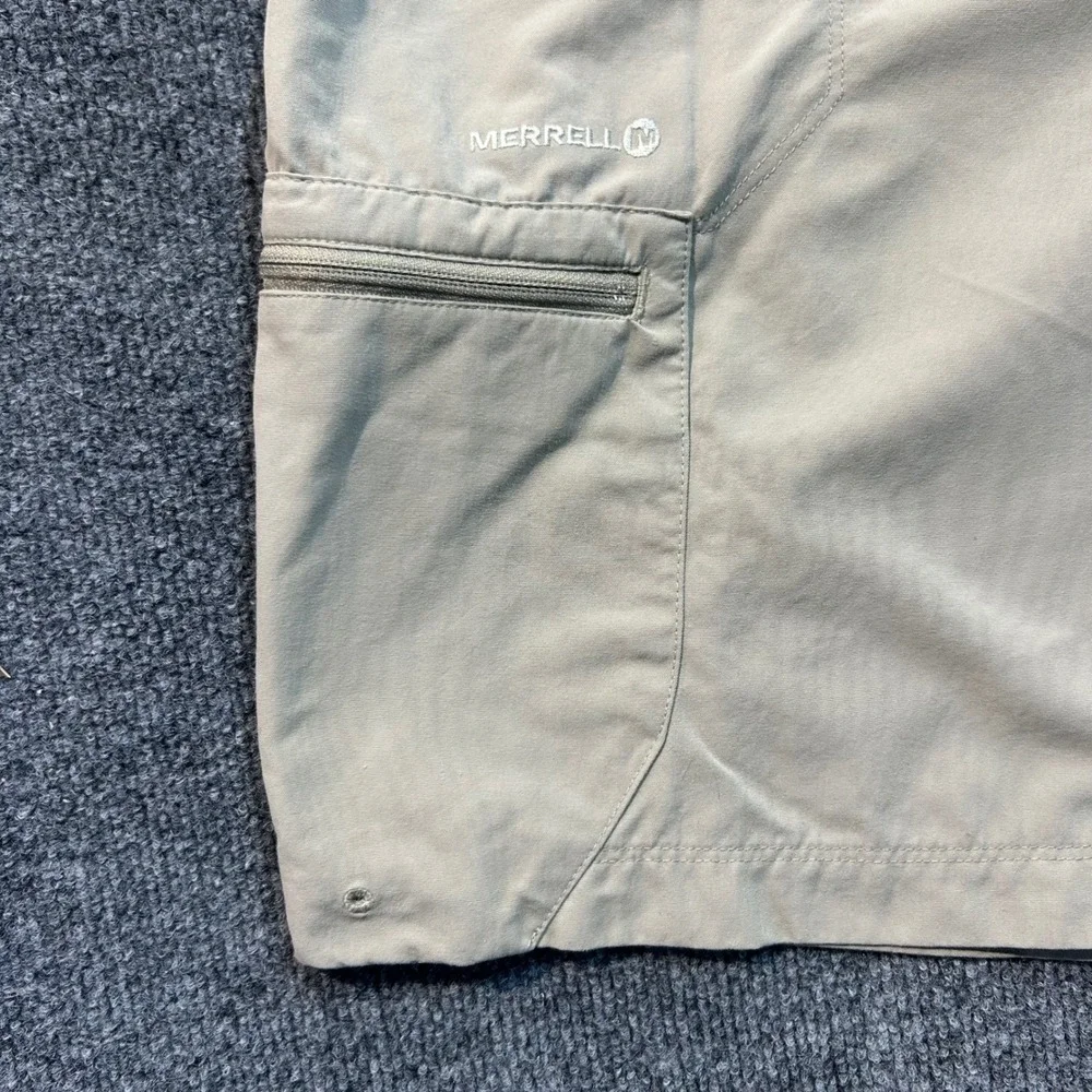 Merrell Mens XXL Opti-Wick Hiking Shorts Khaki Tan UPF 50+ Belted Cargo Outdoor